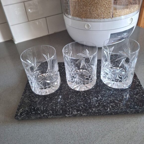Vintage Cut Crystal Whiskey Glasses – Set of 3 Old Fashioned Tumblers - Picture 1 of 5